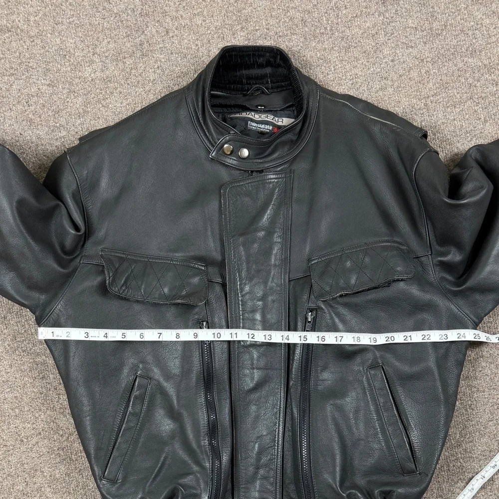 ROADGEAR Black Leather Heavy Duty Motorcycle Biker Riding Bomber Jacket Men’s XL